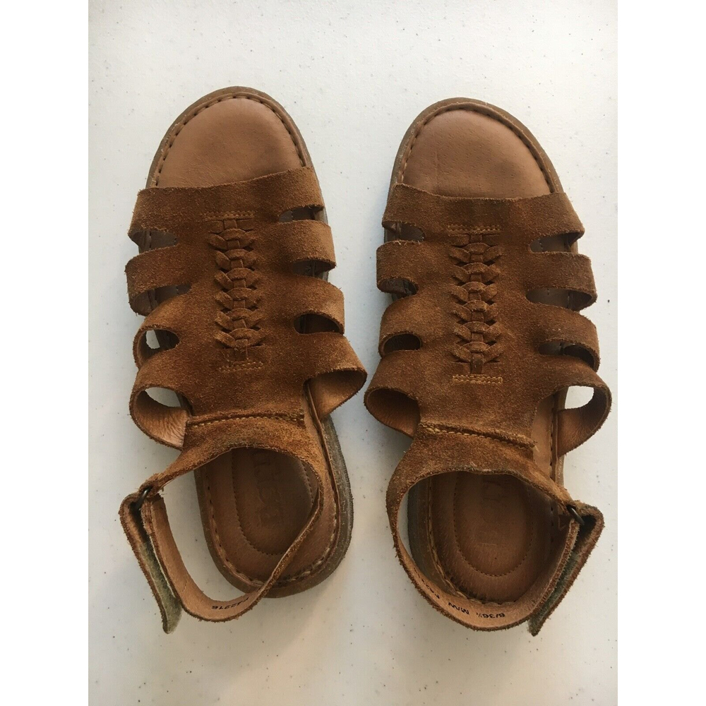 BORN Women's 6 Brown Leather Sandals Espadrille Sandals Braided